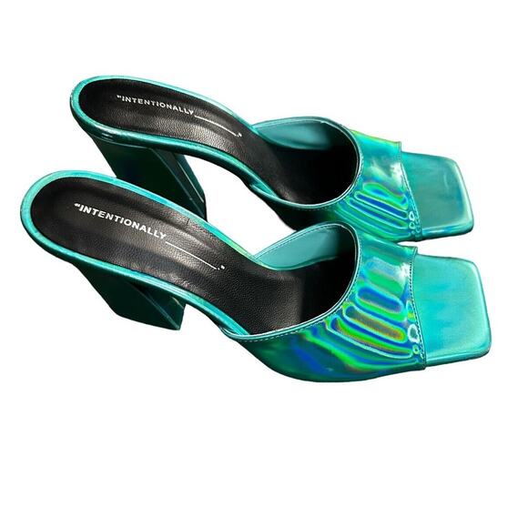 INTENTIONALLY BLANK x REVOLVE Metallic Jackson Mule in Teal Size 41 - Picture 2 of 12